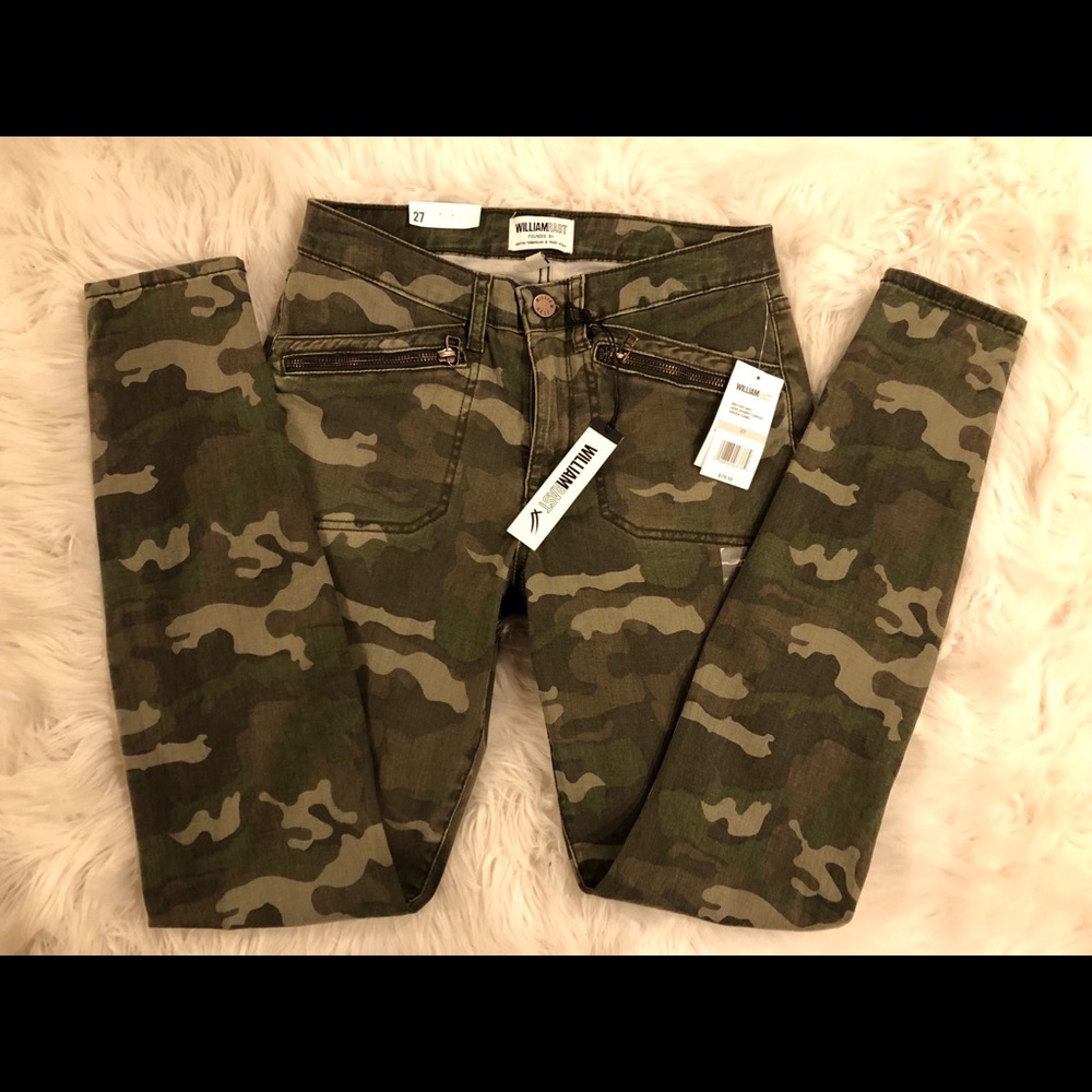 William Rast Green Camo Skinny Jeans